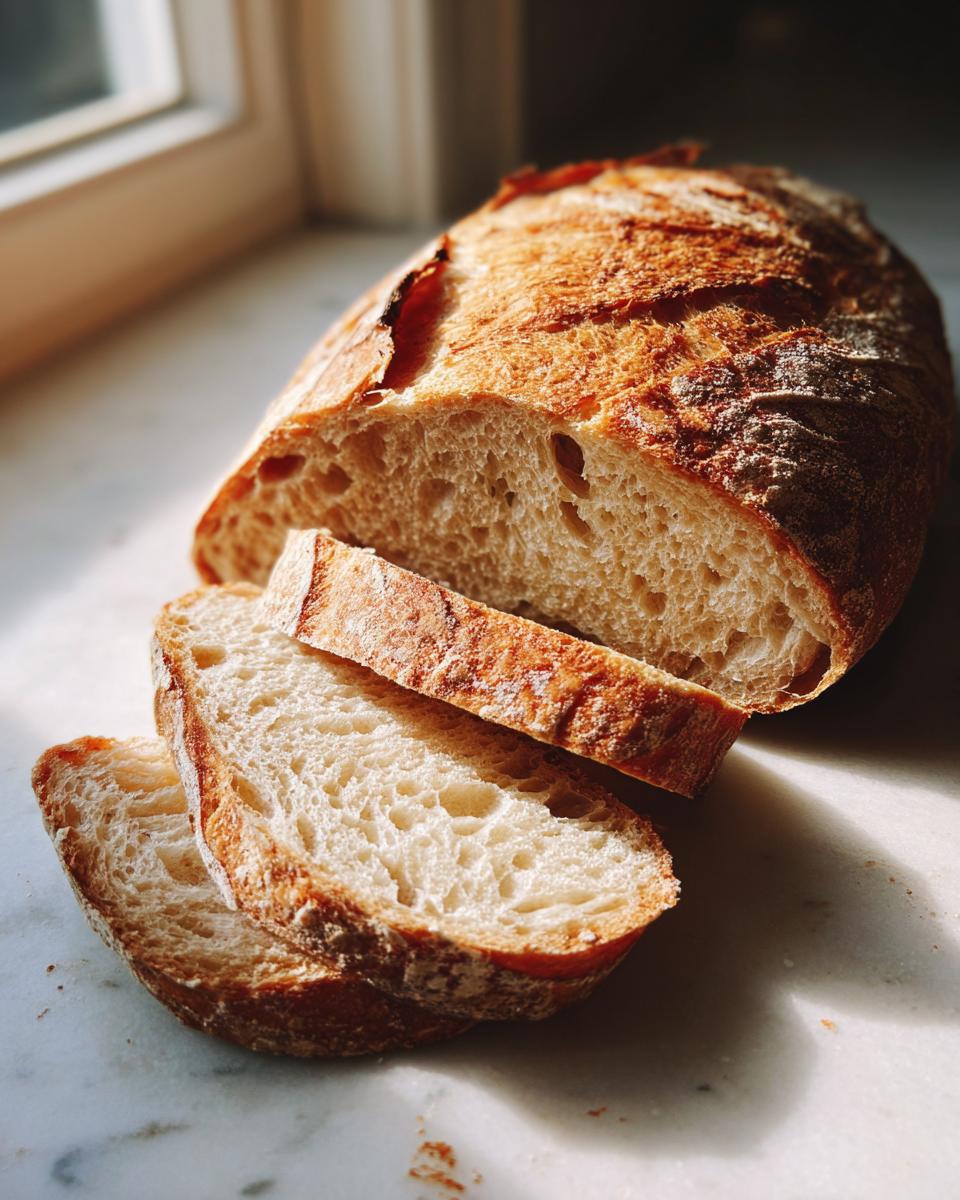 A loaf of freshly baked french bread, partially sliced, showing its airy interior and crisp crust.