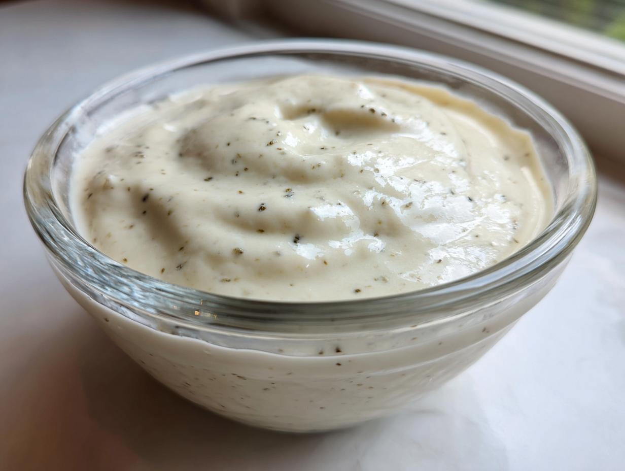 Close-up of thick, creamy white chia seed pudding speckled with dark vanilla bean or spice specks in a small glass bowl.