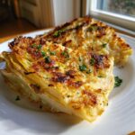 Two wedges of Marry Me Melting Cabbage baked with a cheesy, browned topping and sprinkled with fresh parsley.