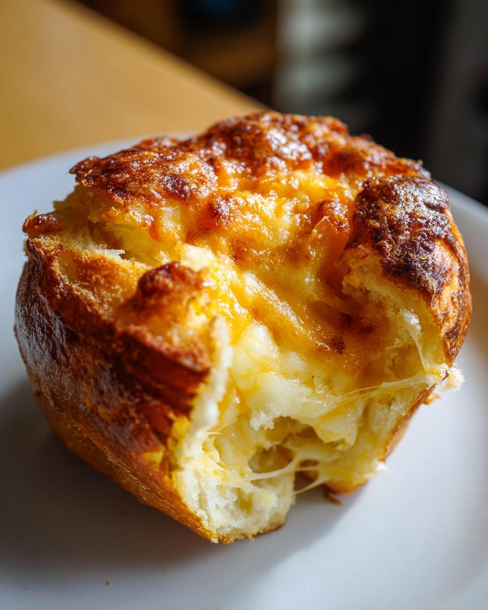 Close-up of a mini grilled cheese hawaiian rolls showing melted, gooey cheese stretching as a bite is taken.